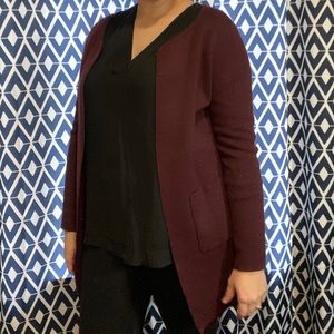Maroon cardigan blazer